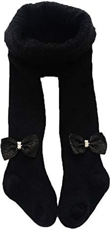 YAMEE Baby småbarn flickor tights fleecefodrade för vinter varma kabelstickade strumpbyxor bomull leggings strumpor plusstorlek, Svart, 6-8 År