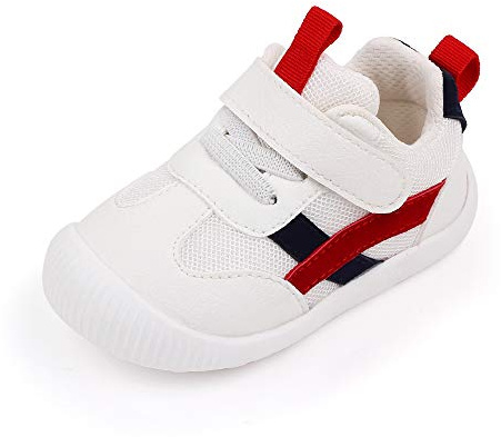 MK MATT KEELY Baby flicka pojke Lära-gå-skor PU-läder hård botten promenad sneakers för småbarn
