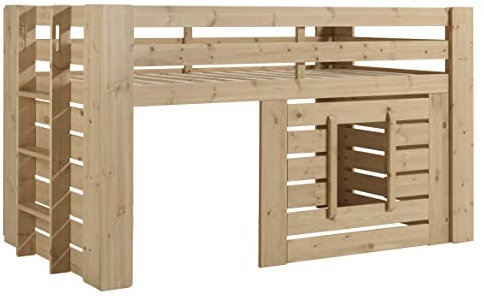 Vipack Oliver Bett aus massivem Kiefernholz mit natürlicher Oberfläche – Lattenrost inklusive – hohe Seiten für optimale Sicherheit – Design für stundenlangen Spielspaß und Spaß