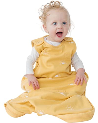 Woolino Merino Wool & Organic Cotton Baby Sleep Sack 2-24 Months – Ultimate 4-Season Baby Sleeping Bag, Universal Size Wearable Blanket, 2-Way Zipper & Adjustable Fit, Year-Round Use - Sun