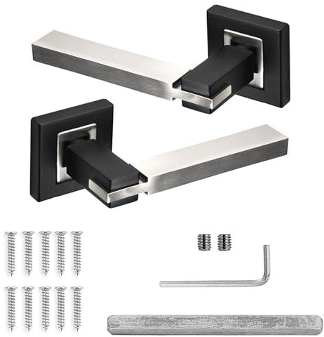 Decoranddecor Nexus Dual Tone Silver and Black Aluminium Lever Set – Internal Handles for Bedroom and Bathroom Doors, Durable Hardware with Smooth Operation for Home and Office Interiors