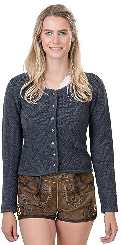 Trachten Strickjacke Damen– Elegante & taillierte Trachtenjacke aus hochwertiger & Leichter Stretch-Baumwolle | Dirndl-Jacke Lena (L)