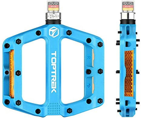 toptrek Fahrradpedale mit StVZO Reflektoren, MTB Pedale aus Nylonfase mit 3 Geschlossene Lager, rutschfest für Pedale Fahrrad, 9/16 Zoll Pedale Set für Mountainbike, Trekking, Rennrad, BMX, E-Bike