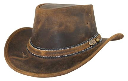 Black Jungle Dayton Lederhut, Westernhut, Australienhut, Cowboyhut (DE/NL/SE/PL, Alphanumerisch, L, Tan)