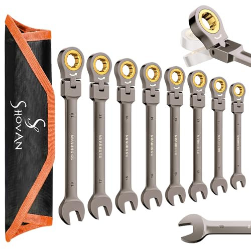 ss shovan Set di chiavi a cricchetto (8 – 19 mm, metrica), 72 denti, set di chiavi a forchetta, set di chiavi ad anello, per fai da te, riparazione di biciclette e auto