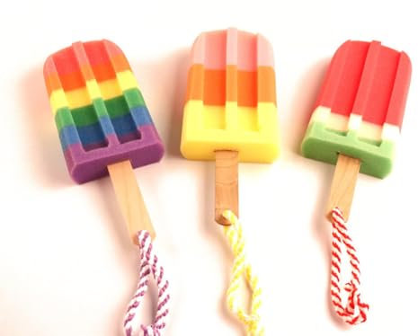 3pcs Spugna da bagno in morbida schiuma esfoliante Gelato per il corpo e la doccia, spugne a doppia faccia（Stile casuale）