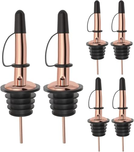 Pafusen 6 beccucci per olio d'oliva con chiusura, versatore per bottiglie di olio, liquori per vino, liquori, olio, caffè, sciroppo, aceto (oro rosa, versatore con chiusura)