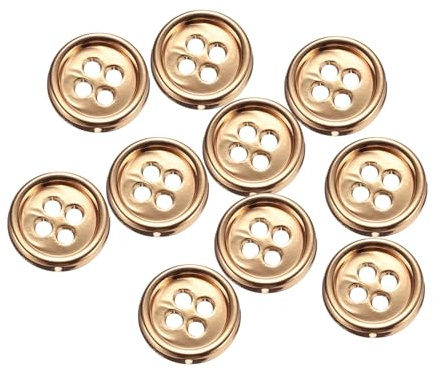 QUARKZMAN 10 piezas de Botón de Costura de Metal, 11.5mm 4 Agujeros Redondos para Camisas Abrigos Ropa Botones de Costura para Decoración Artesanal, Dorado