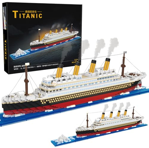 WEUYUIAF Titanic Mini Building Blocks - 4100+PCS Classic Titanic Micro Mini Block Bricks Kit Creative Ideal Boat Model Building Toy for 14+ Adults