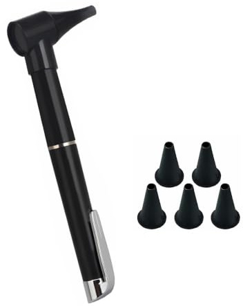 Mini Otoscope, bärbar handhållen öronkontroll 3 x förstoringsglas med 5 otoskophuvud, otoskop inspektion för läkare sjuksköterskor vuxna