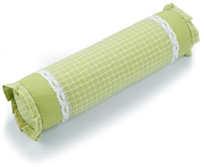 EDMILE Cuscino a rullo per collo in grano saraceno, cuscino cilindrico regolabile con motivo scozzese e pizzo, supporto cervicale, cuscino rotondo per alleviare il dolore al collo (40,6 x 10,2 cm