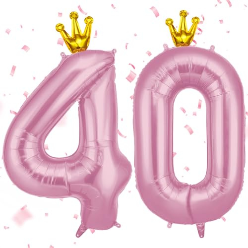 AOOSU Palloncini Compleanno Corona Rosa 101 CM, Palloncino Numero 40, Foil Numeri, Giganti Palloncini Numeri, Decorazioni Festa Compleanno, Gonfiabili Pallone per Anniversario