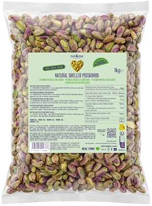 nut&me Pistachos Pelados calidad Extra Premium 1 kg | Pistacho entero, sin cáscara, sin gluten y sin aditivos | Versátiles para repostería, snacks, cremas, granola y recetas saladas