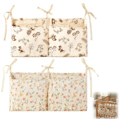2 Stück Babybett Organizer Hängend, für Windelaufbewahrung und Wickeltasche