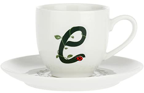 La Porcellana Bianca - Tazzina da Caffè con Piattino Lettera 'E' in Gift Box - Solotua - Arredo Casa, Tè, Caffè e Colazione - Porcellana - 90 cc