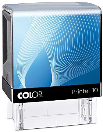 stempel-fabrik – Colop Printer 10 Stempel mit Wunschtext personalisieren – selbstfärbender Stempel als Namensstempel, Adressstempel & Firmenstempel zu verwenden (27x10 mm | 3 Zeilen | Schwarz/Blau)