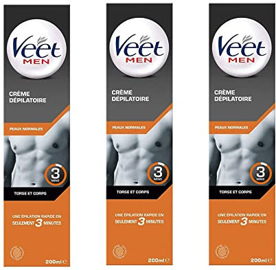 Veet Men – Haarentfernungscreme für Herren – normale Haut – 200 ml – 3 Stück