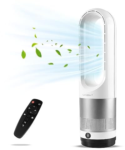 AKIKO Bladeless Air Cooler, 23 Tower Fan with Remote Control for Home, Office, Bedroom - Kids/Pets Safe, UK Plug (Silver)
