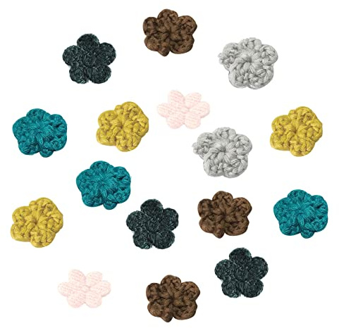 PandaHall 6 färger 15 mm handgjorda virkade blommor 30 st runda stickning blommiga ornament blomutsmyckning för bröllopsdekoration festdekor