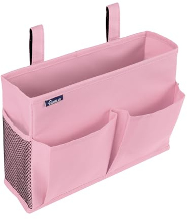 Surblue Caddy Hanging Organizer Bedside Storage Bag for Bunk and Hospital Beds, Pink, Small