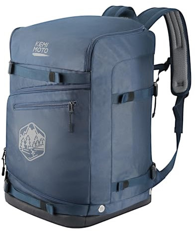 KEMIMOTO Skischuhtasche, 60L Skitasche für Skifahren, wasserdichte Snowboardschuhtasche und Helmtasche, Skirucksack mit Tragegurt, Skischuhrucksack für Skiausrüstung