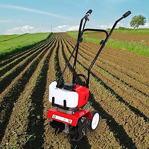 2-Takt 52CC Gartenfräse Benzin Motorhacke Radantrieb Ackerfräse Bodenfräse Kultivator Pflüger Grubber Gartenhacke 6500–7000 U/min