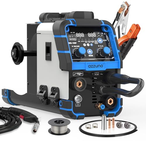 AZZUNO Aluminum 165A MIG Welder 110V/220V, 5-in-1 MIG Welding Machine with Flux Core MIG/Gas MIG/Aluminum MIG/Stick/Lift TIG, Compatible with 1 lb~10 lbs Welding Wire