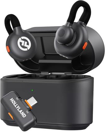 Hollyland Lark M2S Wireless Microphone with USB-C Plug for iPhone 15/16/17 and Android, Titanium Clip, Plug-and-Play, Noise Cancelling, 300m Range, 27H Battery Life for Vlogging, YouTube