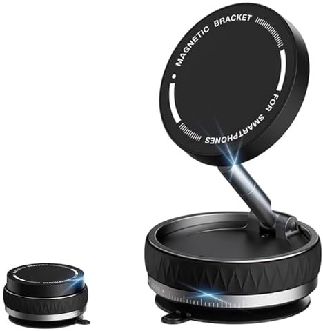 Gerbala Soporte Magnético para Teléfono de Coche con Succión al Vacío, Ventosa más Fuerte de 66 Libras, Soporte Magnético Ajustable de 360 ° para Teléfono de Coche, Liberación Rápida (A)