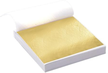 OHREN 100 Hojas Pan de Oro de Imitación,Lámina Dorada para Dorado,Manualidades,Papel Foil para Proyectos de Artes y Decoración de Muebles (9 x 9 cm) (Dorado)