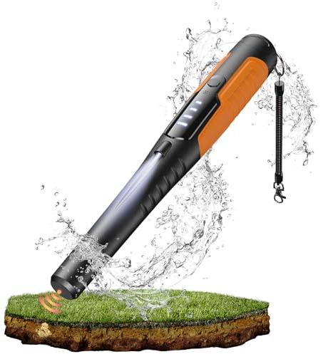 Metal Detector Pinpointer, 4 Modes Search Treasure Pinpointing Finder Probe with LCD Display, Professional Waterproof Handheld Pin Pointer Wand, Metal Detector for Adults, Kids - Orange