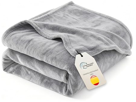 AiTodos® Mjuk Fleecefilt för Soffa och Säng, 130x150 cm, Grå | Premium Mikrofiberflanell, Mjuk, Varm & Mysig, Alla Årstider, Maskintvättbar, Idealisk Present Soffa & Säng