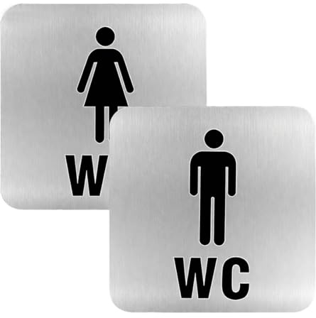 LACHT Panneau WC autocollant,120 mm,aluminium,Pour homme et femme - Vestiaire - Idéal pour les toilettes - Plaque de porte WC,Plaque de porte