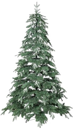 HOMCOM Árbol de Navidad Artificial 210 cm, Ramas Realistas con Efecto Nieve, Árbol de Navidad con Soporte de Acero, Base Plegable, Montaje Rápido, Decoración Navideña para Hogar, Fiesta