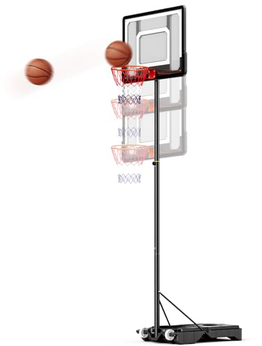 Basketball Hoop Outdoor, Portable Basket Ball Hoop and Stand with Wheels, Height Adjustable 5ft to 7ft for Indoor Outdoor Use