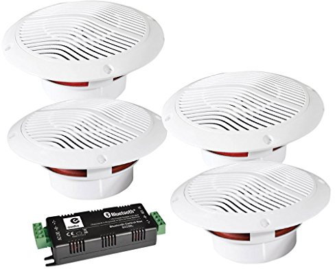 E-Audio - Haut-parleur de plafond de salle de bain - Amplificateur Bluetooth sans fil - Résistant à l'eau 4 Way multicolore