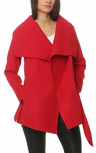 malito Damkappa kort med vattenfall snitt | trenchcoat med bälte | mjuk dufflecoat | parkas – jacka 3041, röd, 34-40