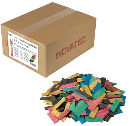 300 x INOVATEC Holz Verglasungsklötze Glasklötze 80 x 24 x 1-6 mm Trageklötze