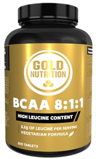 Gold Nutrition BCAA 8:1:1 Optimiza el Rendimiento y la Recuperación Muscular - Fórmula Avanzada de Aminoácidos de Cadena Ramificada con Alta Concentración de Leucina - 50 Servicios