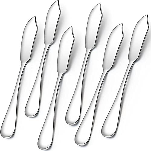 AOOSY Coltello da burro 6 pezzi,coltello da formaggio, spalmatori di formaggio, 5,91 pollici Simpatici mini coltelli da cucina in acciaio inossidabile per toast (Argento)