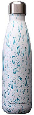 Trinkflasche Edelstahl 500ml Doppelwandig, Lsolierflasche Auslaufsichere für Sport, 24H Kühlen & 12H Warmhalten, Vakuum Isolierte Edelstahl Trinkflasche für Sport, Outdoor (white water droplets)
