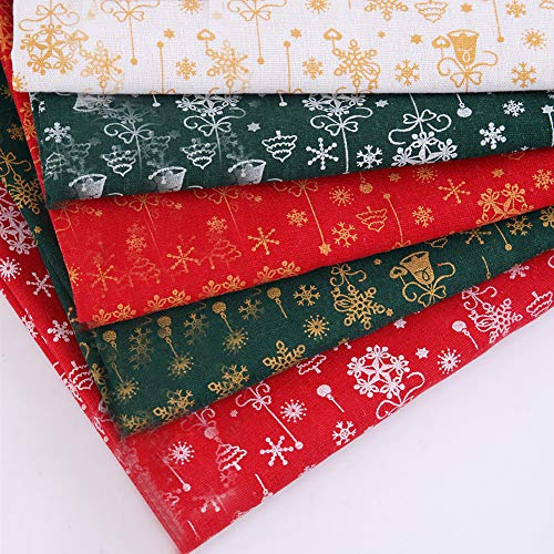 10 Paquetes de Tela de algodón navideña Cuadrados de Tela Acolchada Retazos de Tela precortados para DIY Manualidades de Costura de Navidad, 20 x 20 cm