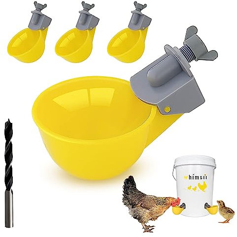 (4 Tassen) Hühner-Wasserbecher-Feeder, automatischer Hühnertränke, Anti-Leck-System, hält 50% mehr Wasser, geeignet für Küken, Huhn, Ente, Wachtel, Kaninchen
