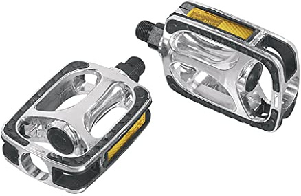Ergotec Bicycle Pedal 628 - Ergonomic Design, Large Contact Zone, Non-Slip Grip, 108 x 69, Ball Bearing, Alloy/Plastic/Rubber, 9/16 Thread, Silver/Black, Comfortable & Durable Cycling Pedals