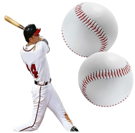 LNGJIN Palline daBaseball,2 Cucite a Mano PallinedaBaseball,Baseball Morbide,9 PolliciPalline daBaseball，PU Palline da Baseball,Per Adulti e Ragazzi, Giochi daBaseball Professionali