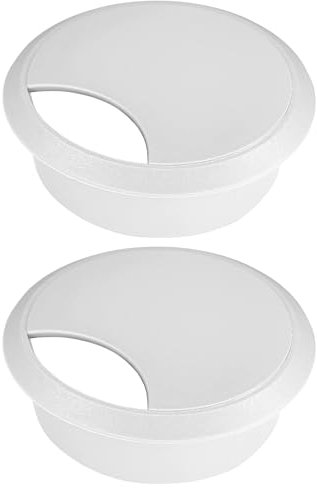 cyclingcolors 2X pasacables 70mm plástico Tapa Redondo Escritorio Mesa Mueble (Blanco)