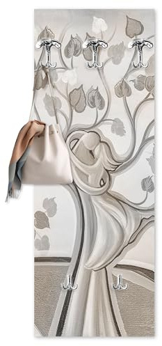 Lupia - Appendiabiti da Parete, Tema Famiglia e Amore, Albero Abbraccio 46x125 cm, Salvaspazio, Alta Definizione, 5 Ganci Inclusi, Facile Montaggio, Realizzato in Italia, Design, Legno
