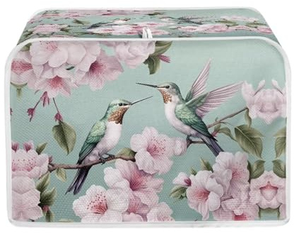 Psesaysky Bird Flower Toaster Covers - Lightweight 4 Slice Decorative Bread Toaster Cover - Durable Kitchen Appliance Organizer Bag