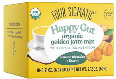 Golden Latte | Latte dorato biologico istantaneo curcuma e latte di cocco in polvere, supporta la pelle sana e lo stress, decaffeinato e senza latticini, 10 pezzi