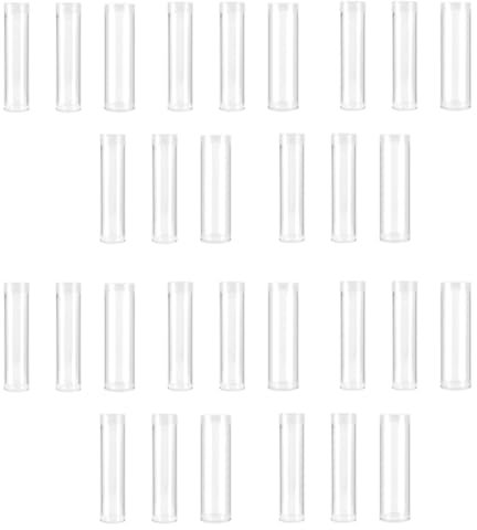 Vocdikficy 30 Stück Münzröhren in Verschiedenen Größen, Münzaufbewahrungsröhren, Durchsichtige Münzröhren Aus Kunststoff, Münzröhren Aus mit Spitze